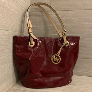 LIKE NEW Micheal Kors Red Patent Leather Tote Bag